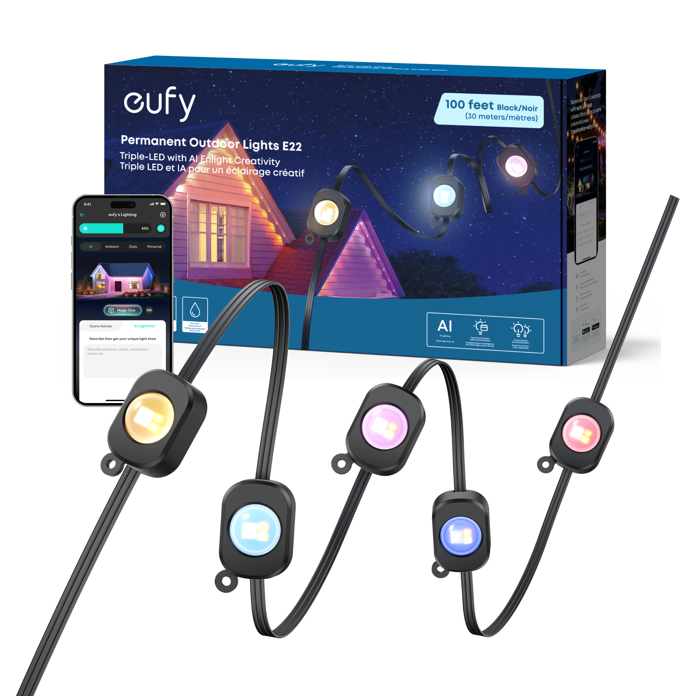 eufy-permanent-outdoor-lights-e22-guirlande-ext-rieure-permanente-30-m-100-pi-no image 1