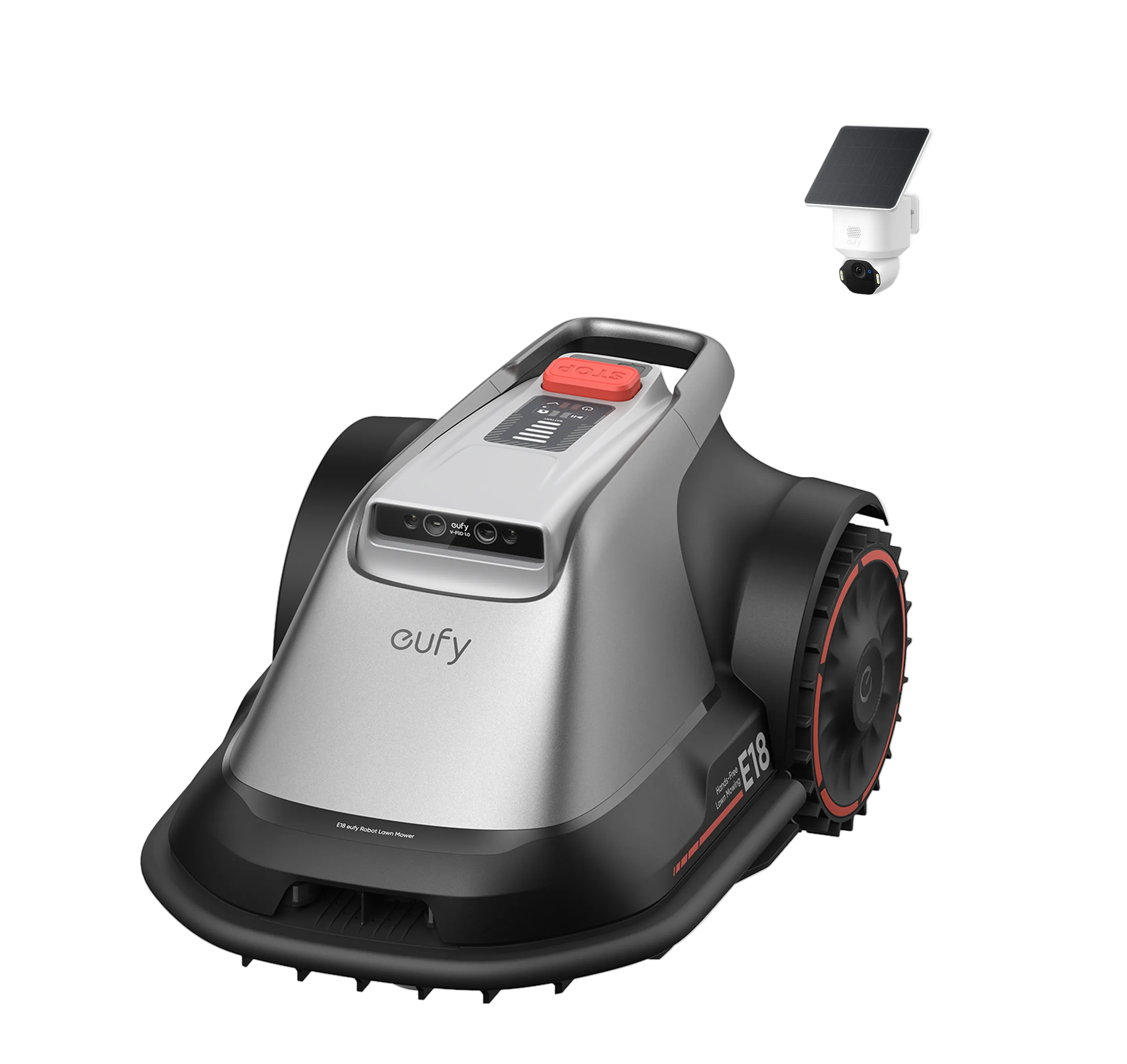 eufy-e18-robot-tondeuse-sans-fil-eufy-security-solocam-e42-pack-jardin-et-survei image 1