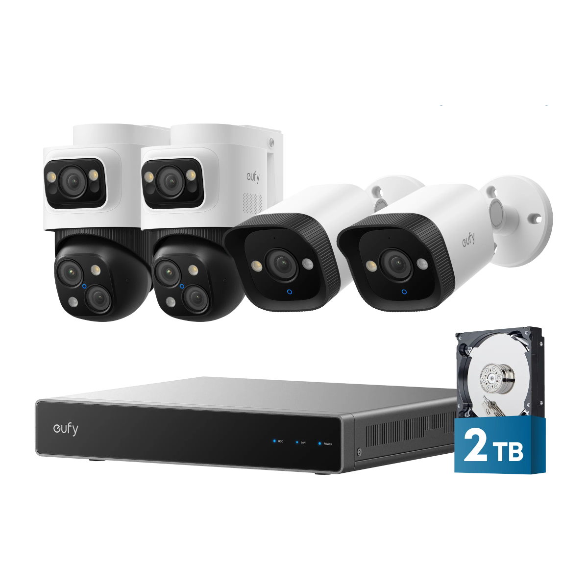 eufy-nvr-security-system-s4-blanc-enregistreur-8-canaux-2-cam-ras-bullet-ptz-poe image 1