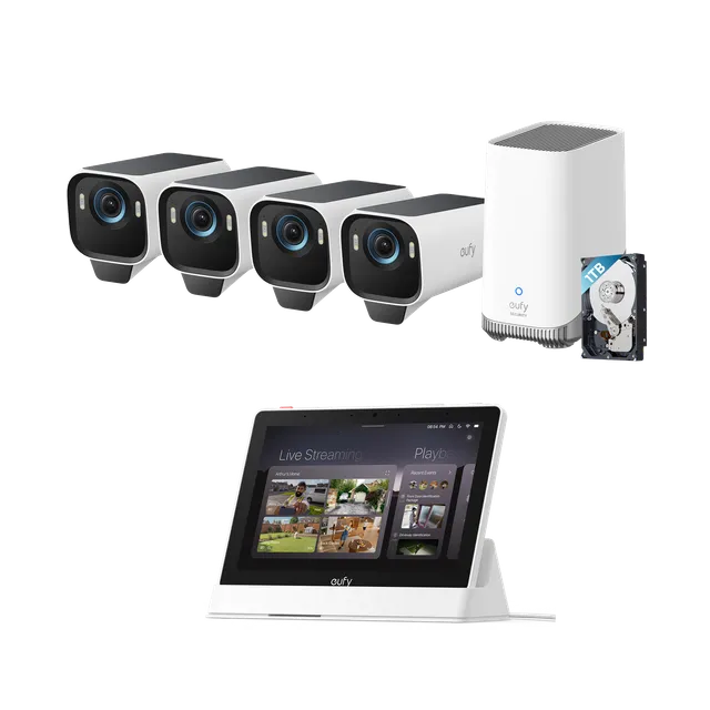 eufy-eufycam-s3-pro-kit-4-cam-ras-homebase-s380-smart-display-e10-surveillance-s image 1