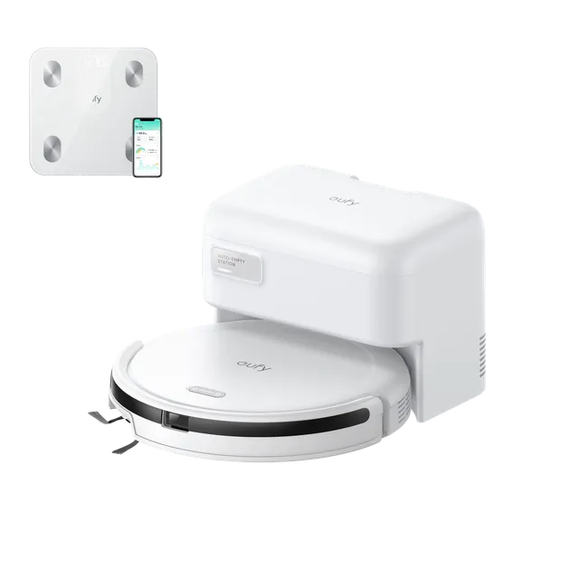 eufy-robot-aspirateur-auto-vidange-c10-balance-connect-e-smart-scale-a1-blanche image 1