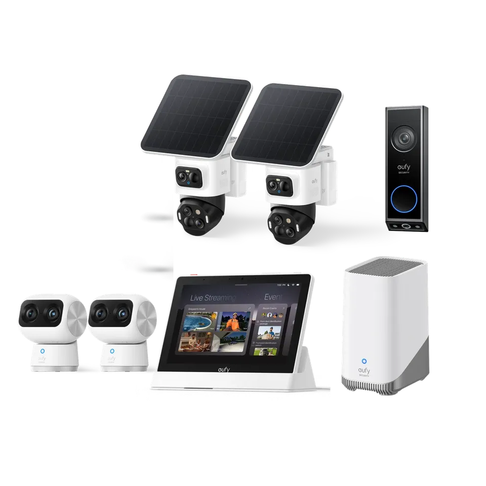eufy-eufycam-s4-kit-2-cam-ras-4k-ptz-triple-objectif-homebase image 1