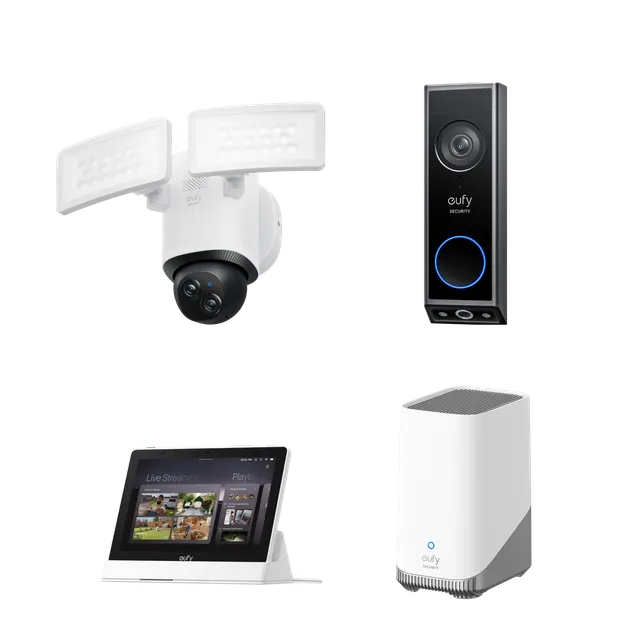 eufy-pack-s-curit-sonnette-e340-cam-ra-floodlight-e340-homebase-s380-cran-e10 image 1