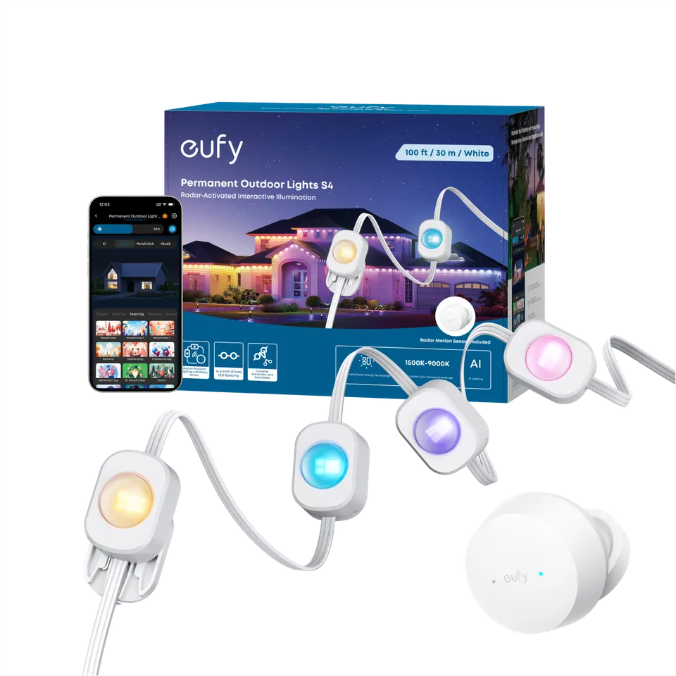 eufy-clairage-ext-rieur-permanent-s4-guirlande-led-rgb-ww-radar-12m image 1