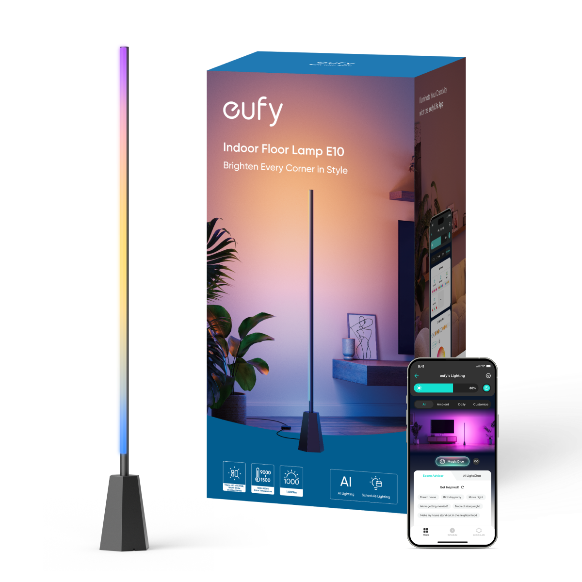 eufy-indoor-floor-lamp-e10-lampadaire-connect-rgbww-1700-lumens image 1