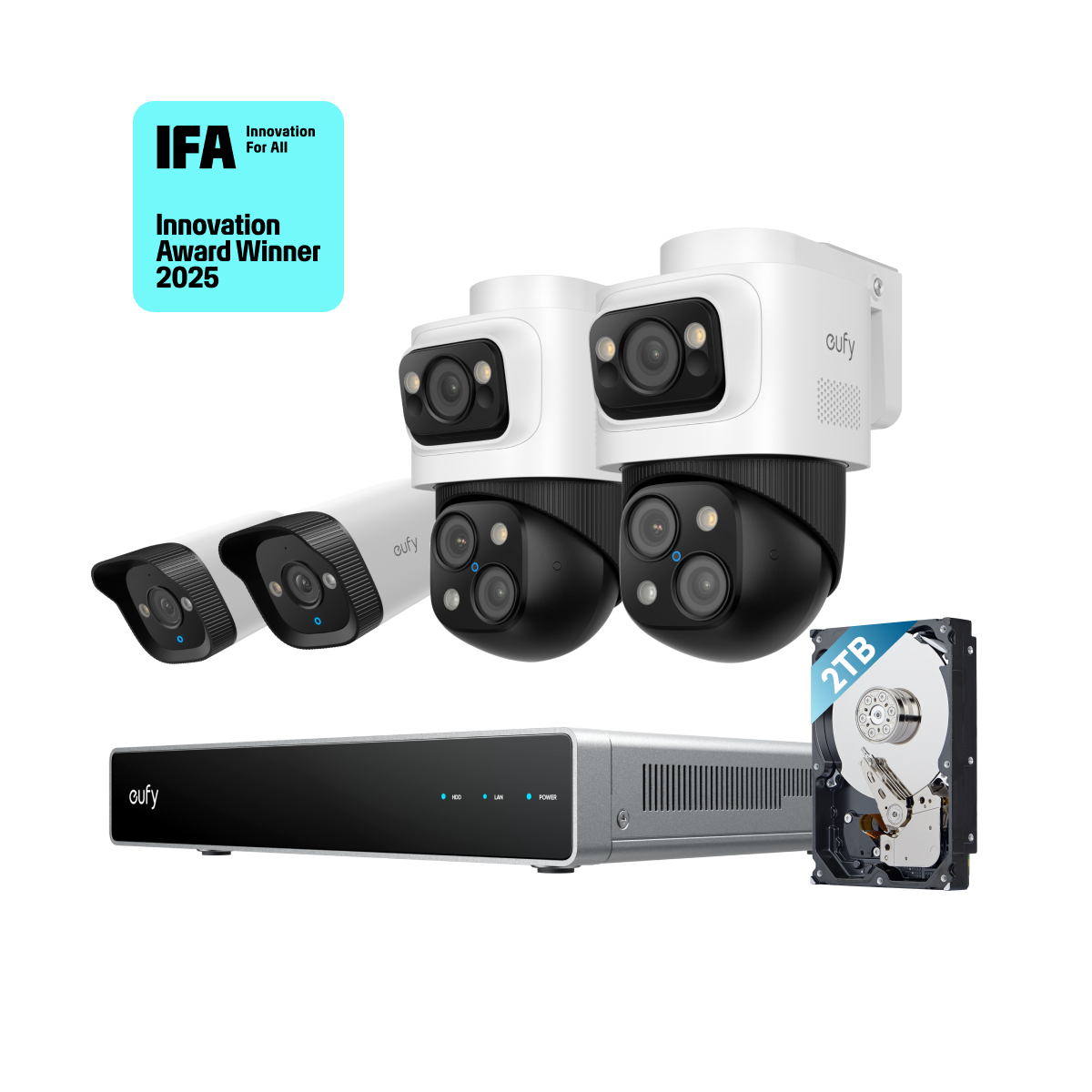 eufy-nvr-security-system-s4-blanc-enregistreur-8-canaux-2-cam-ras-bullet-ptz-poe image 2