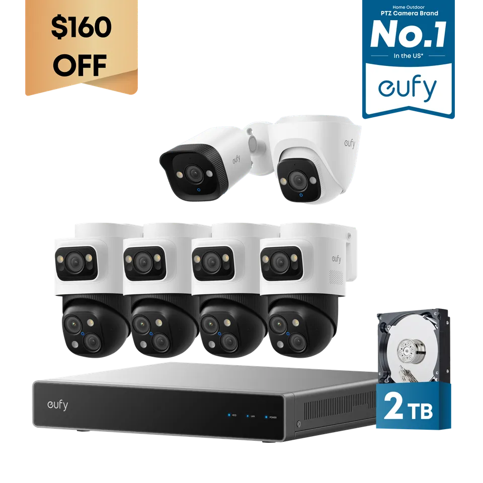 eufy-nvr-poe-s4-max-cam-ra-tourelle-e41-cam-ra-bullet-e40-kit-4k image 1