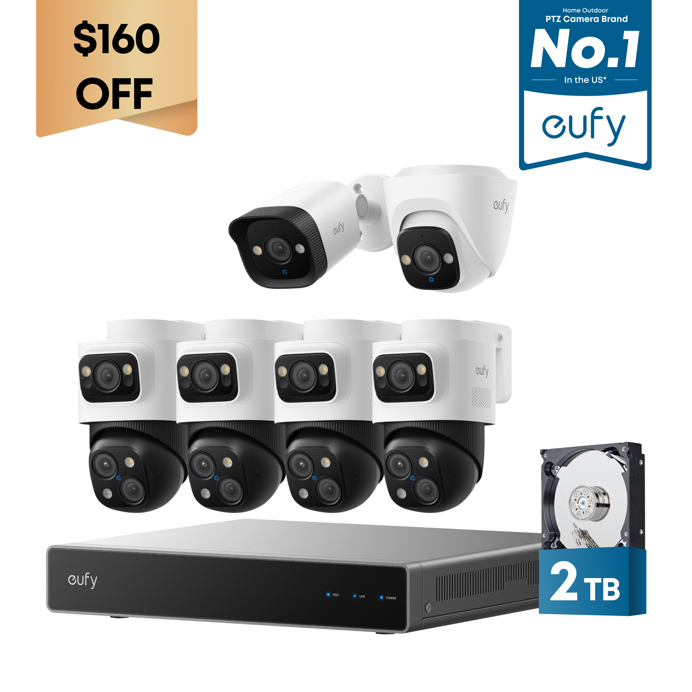 eufy-nvr-poe-s4-max-cam-ra-tourelle-e41-cam-ra-bullet-e40-kit-4k image 1
