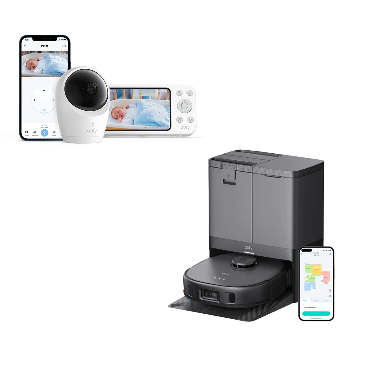 eufy-x10-pro-omni-baby-monitor-e20-pack-aspirateur-laveur-et-moniteur image 1