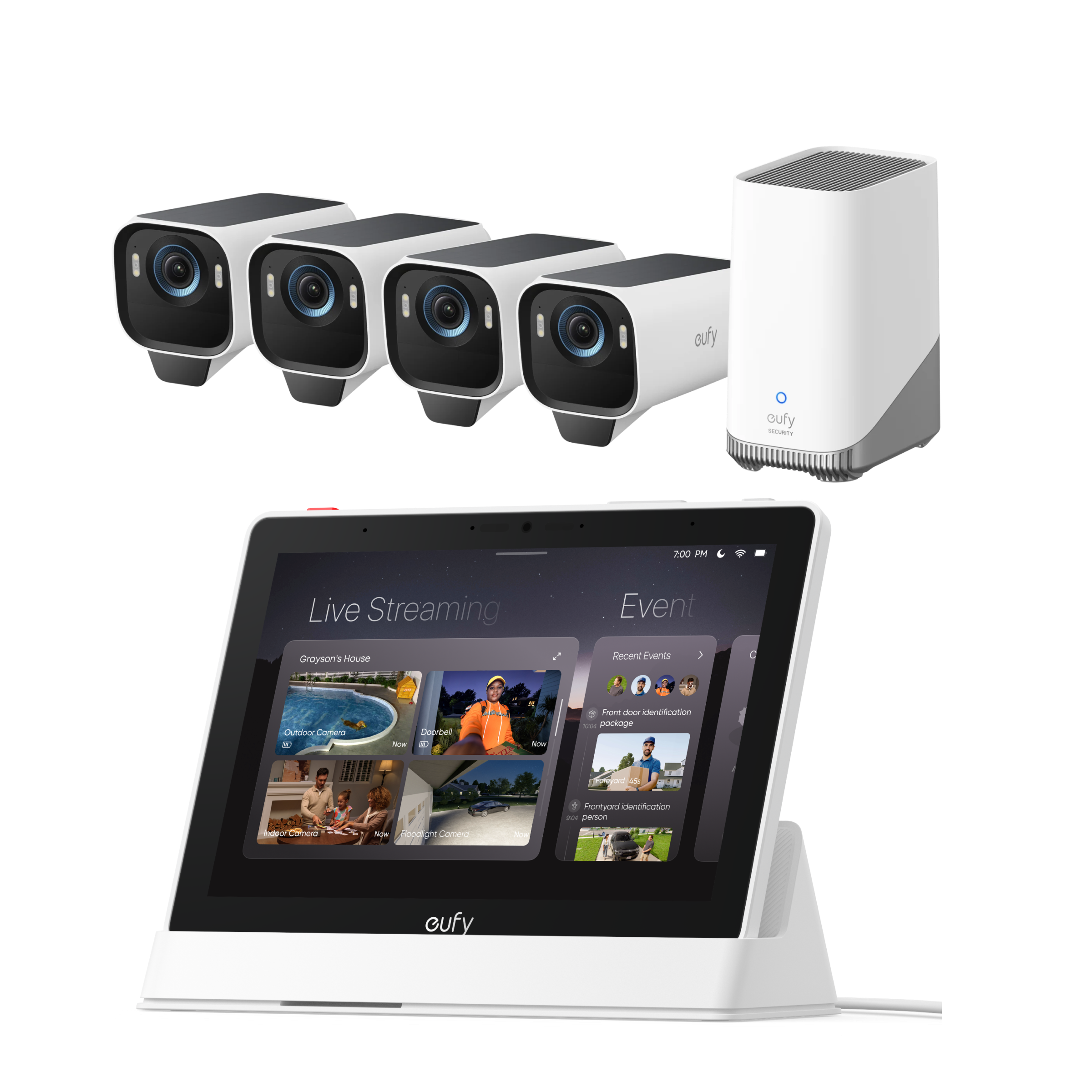 eufy-smart-display-e10-eufycam-s3-pro-kit-4-cam-ras-cran-connect-4-cam-ras-4k-so image 1