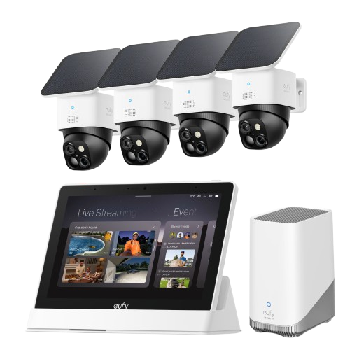 eufy-solocam-s340-lot-de-4-homebase-s380-eufy-smart-display-pack-surveillance-co image 1