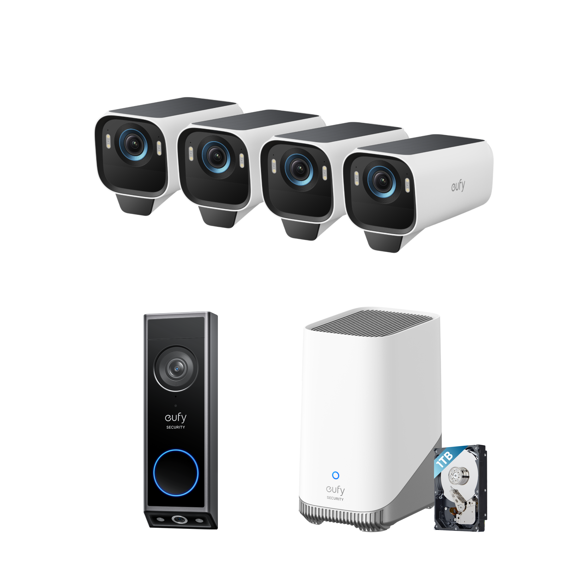 eufy-eufycam-s3-pro-kit-4-cam-ras-sonnette-vid-o-e340-disque-dur-1-to image 1