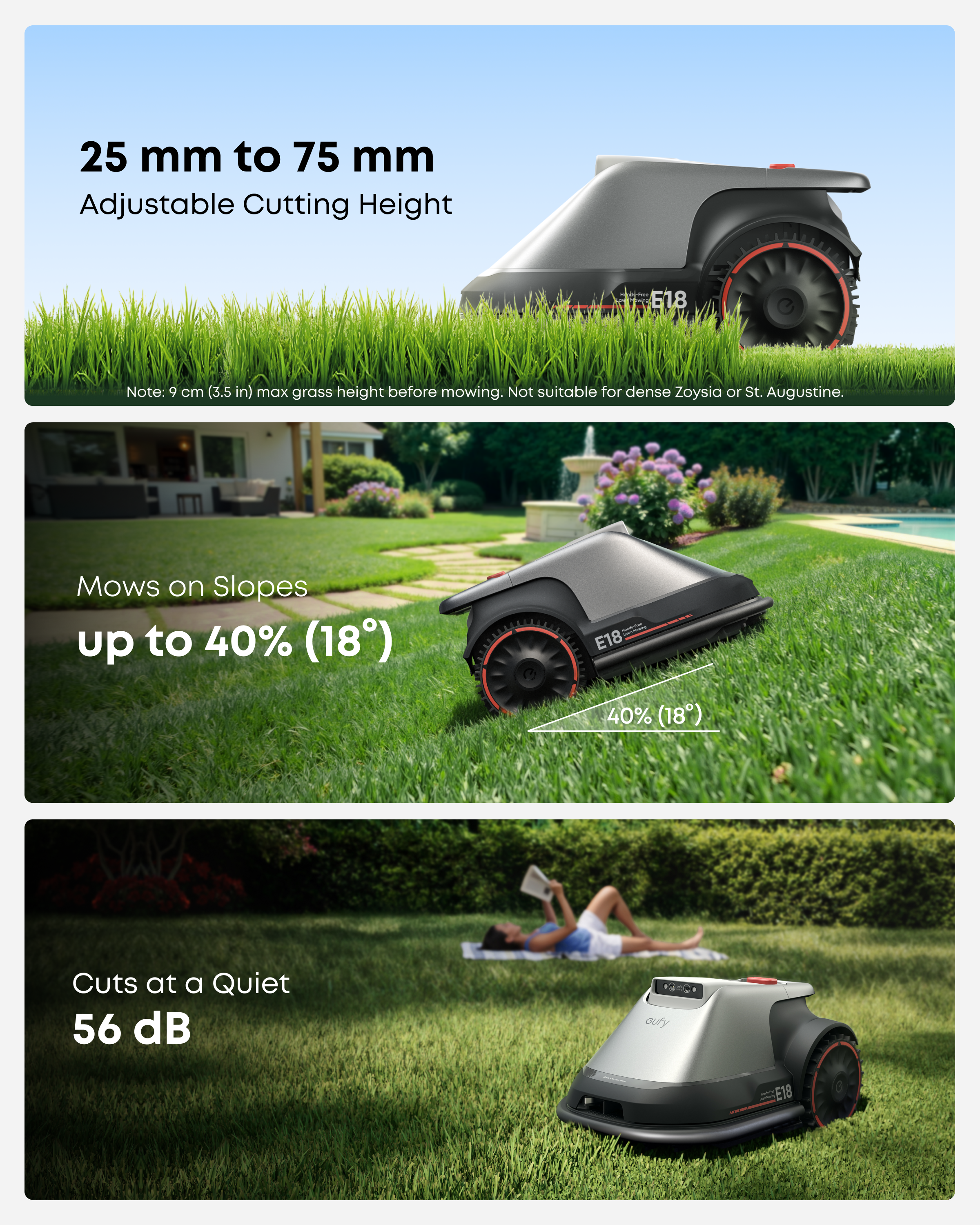 eufy-robot-tondeuse-e18-sans-fil-avec-technologie-pure-vision-fsd image 2