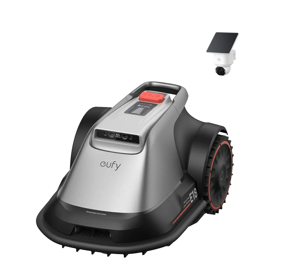 eufy-e18-robot-tondeuse-sans-fil-eufy-security-solocam-e42-pack-jardin-et-survei image 1