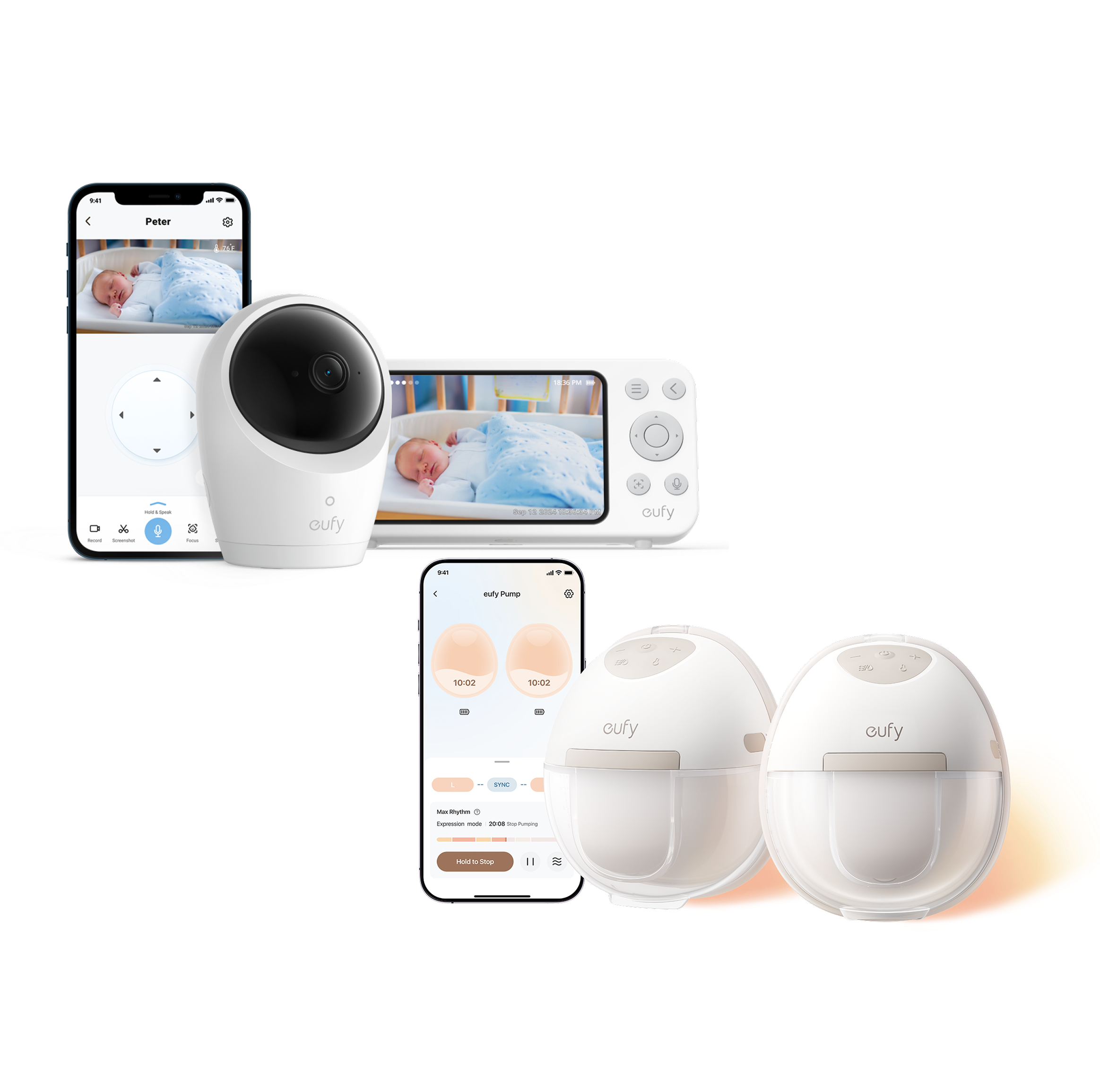 eufy-tire-lait-portable-chauffant-e20-moniteur-b-b-e20-pack-maternit image 1
