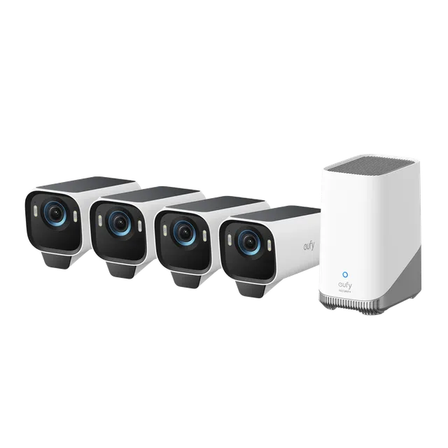 eufy-eufycam-s3-pro-kit-4-cam-ras-ext-rieures-solaires-4k-homebase-3-sans-hdd image 1