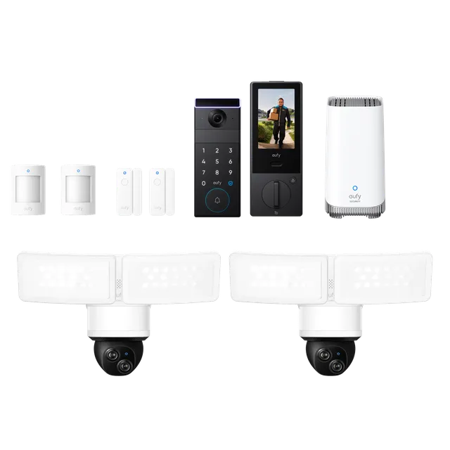 eufy-front-door-security-bundle-familock-s3-max-floodlight-e340-x2-homebase-s380 image 1