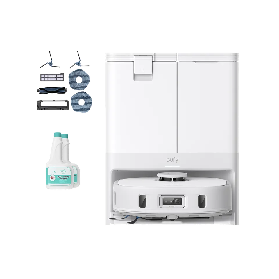 eufy-x10-pro-omni-white-robot-aspirateur-laveur-kit-de-pi-ces-solution-nettoyant image 1