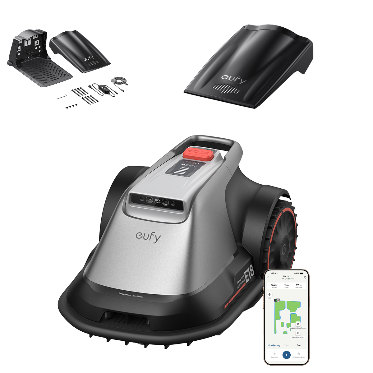 eufy-robot-tondeuse-e18-station-de-charge-compl-te-sans-c-ble-fsd-pure-vision image 1