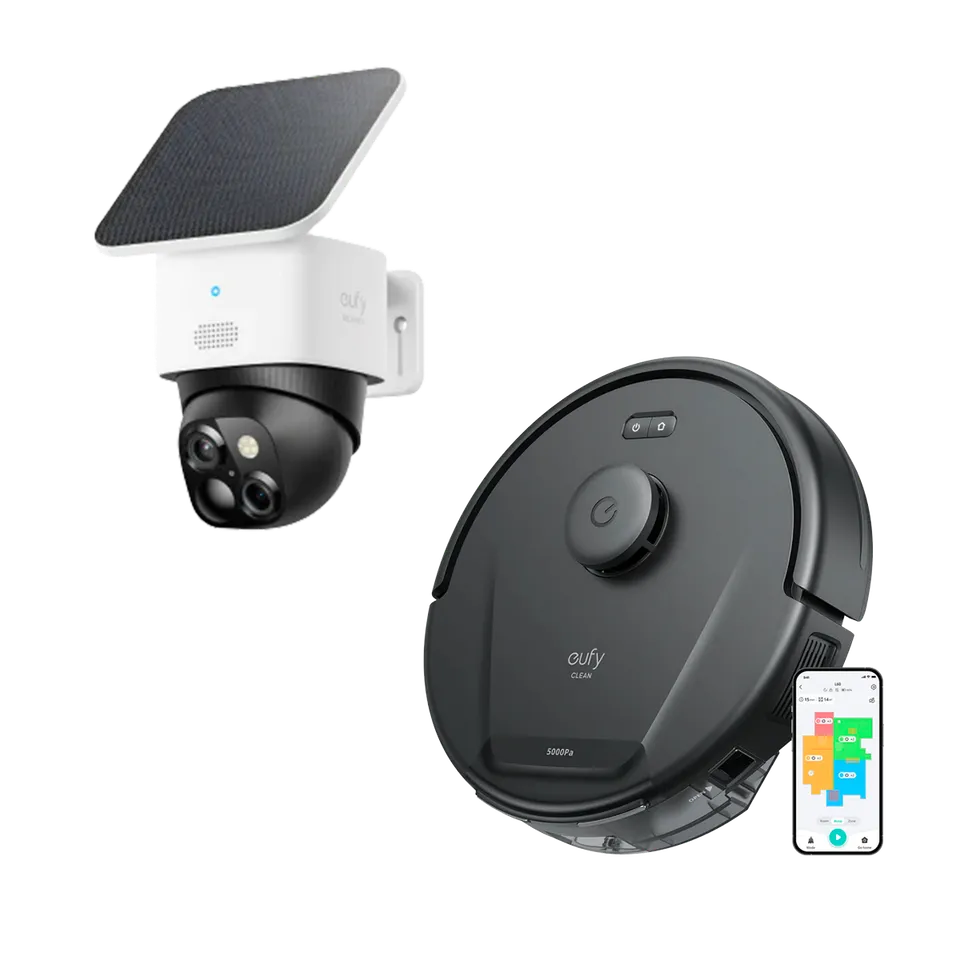 eufy-solocam-s340-eufy-clean-l60-pack-cam-ra-solaire-360-aspirateur-robot image 1