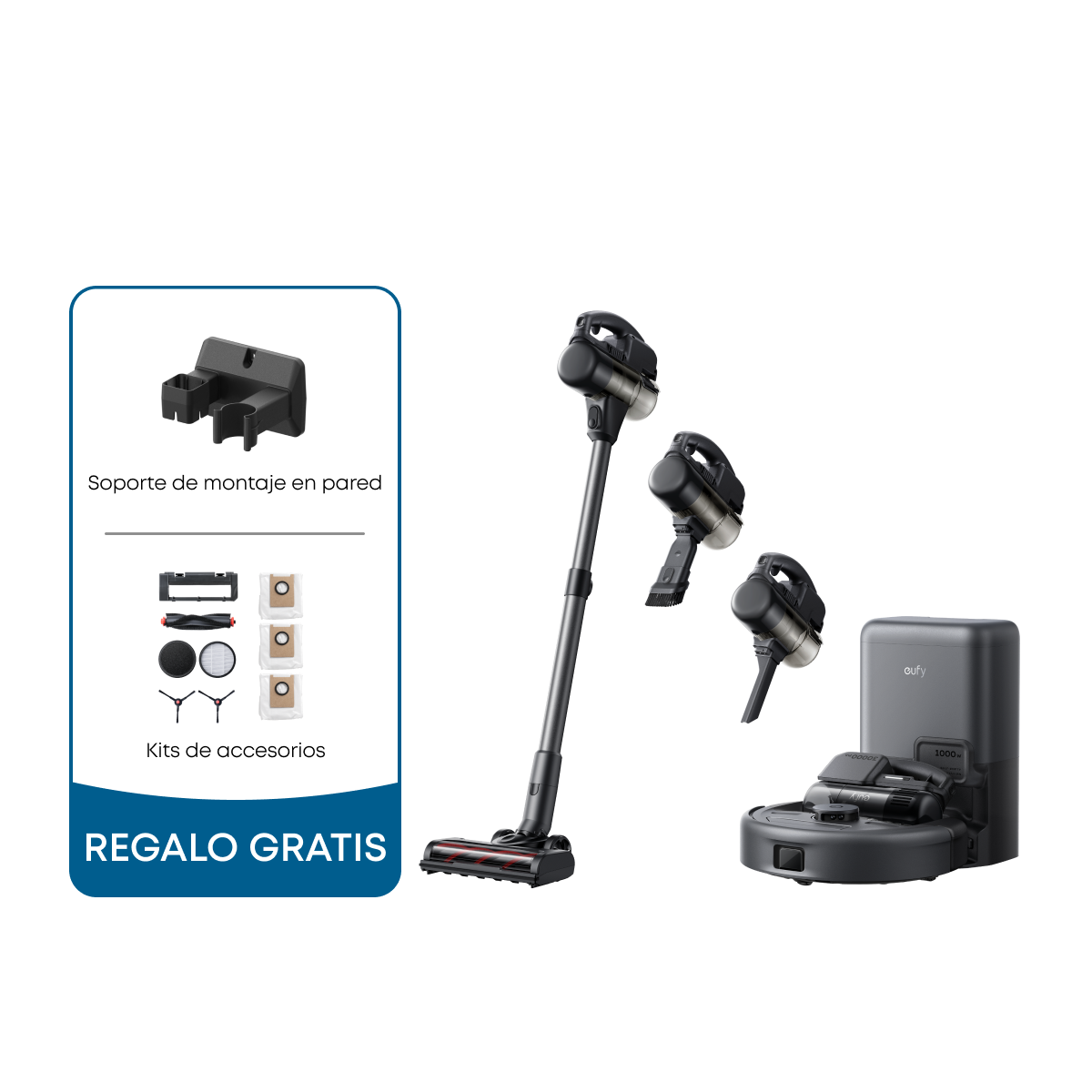 eufy-robot-aspirateur-3-en-1-e20-avec-support-mural-et-kit-d-accessoires-30-000- image 1