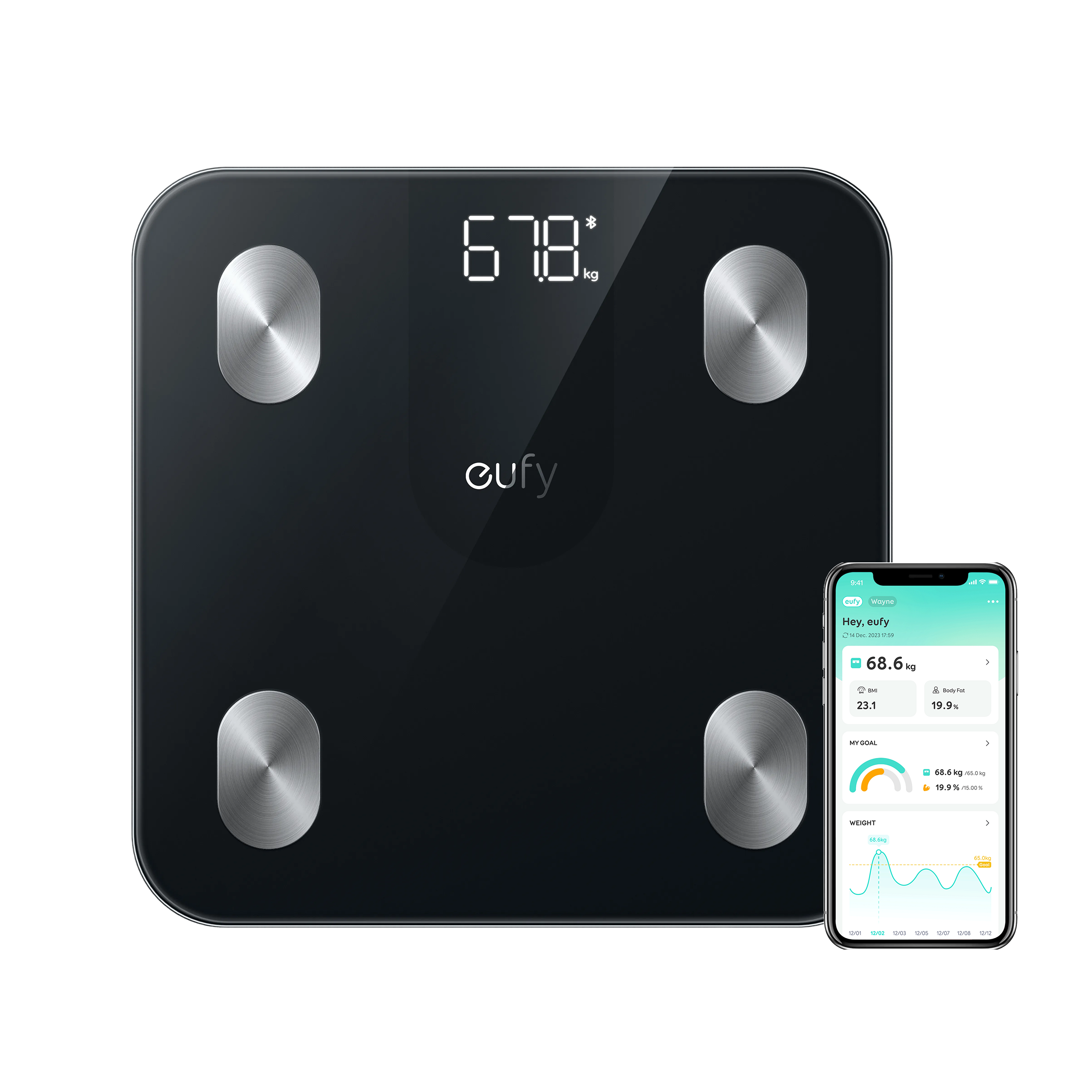eufy-smart-scale-a1-balance-connect-e-noire-12-mesures-corporelles-bluetooth image 1