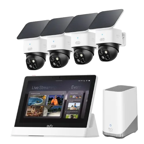 eufy-solocam-s340-lot-de-4-homebase-s380-eufy-smart-display-pack-surveillance-co image 1