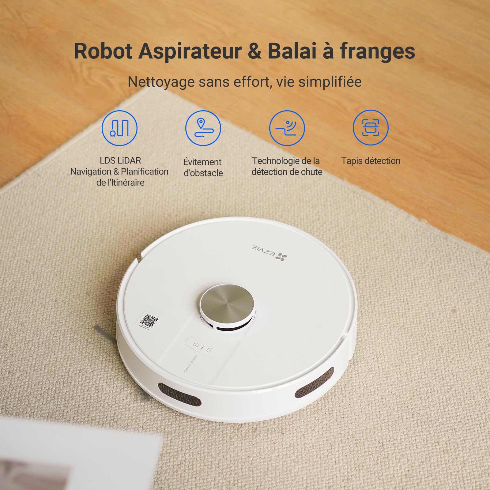 ezviz-re4-robot-aspirateur-laveur-3-en-1-4000-pa-lidar-blanc image 2