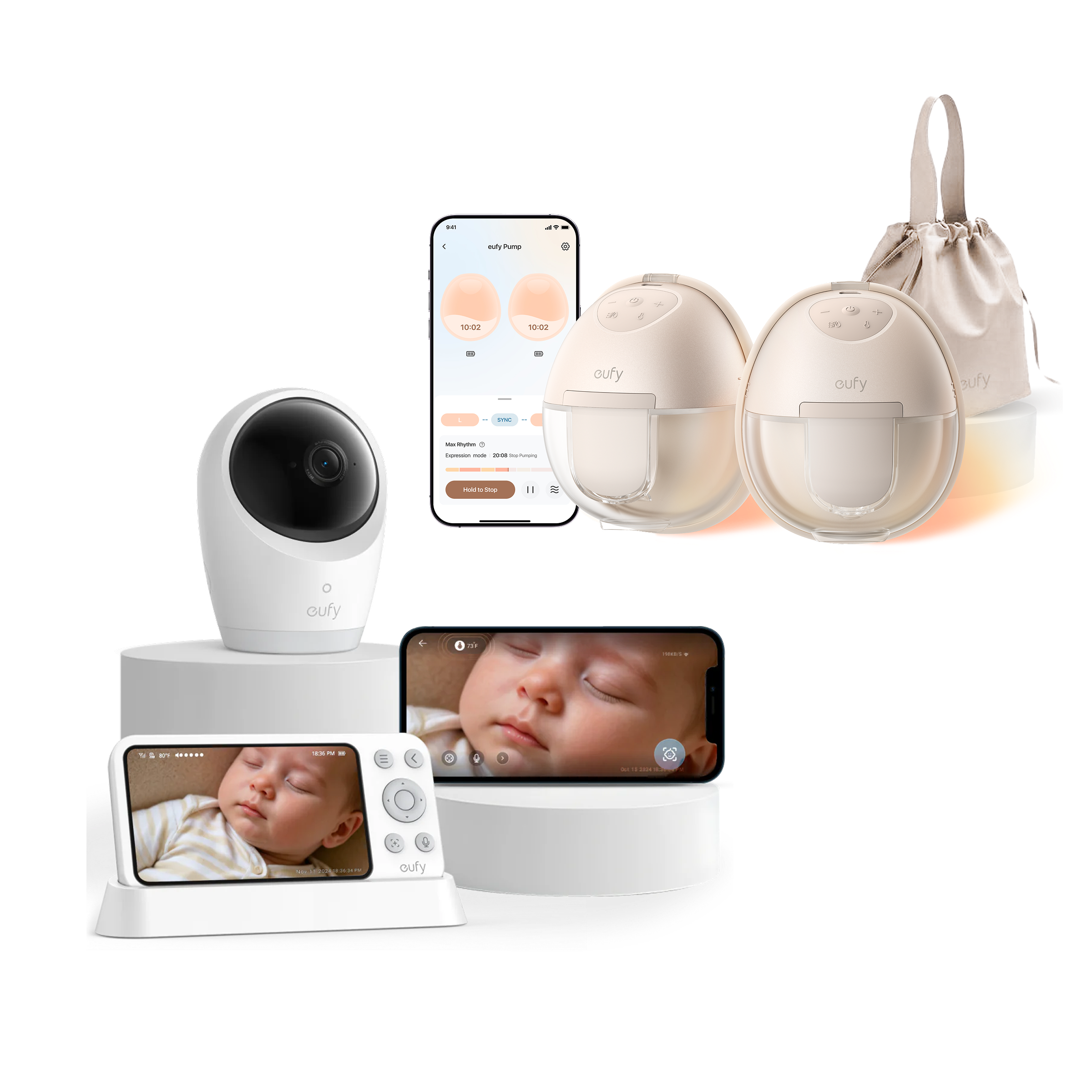eufy-tire-lait-portable-s1-baby-monitor-cam-ra-e21-4k-pack-allaitement-et-survei image 1