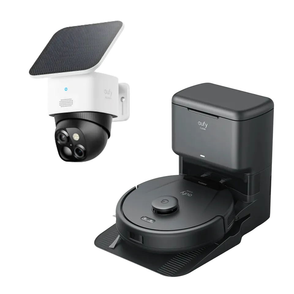 eufy-solocam-s340-eufy-clean-l60-avec-station-d-auto-vidage-ses-duo-cam-ra-solai image 1