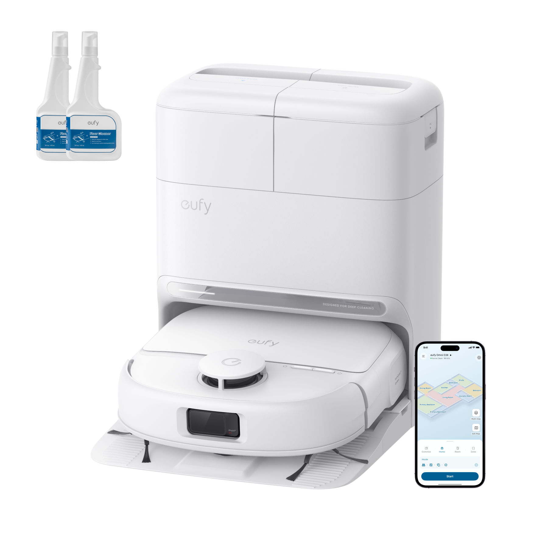 eufy-omni-c28-robot-laveur-et-aspirateur-avec-hydrojet-blanc-2-flacons-de-soluti image 2