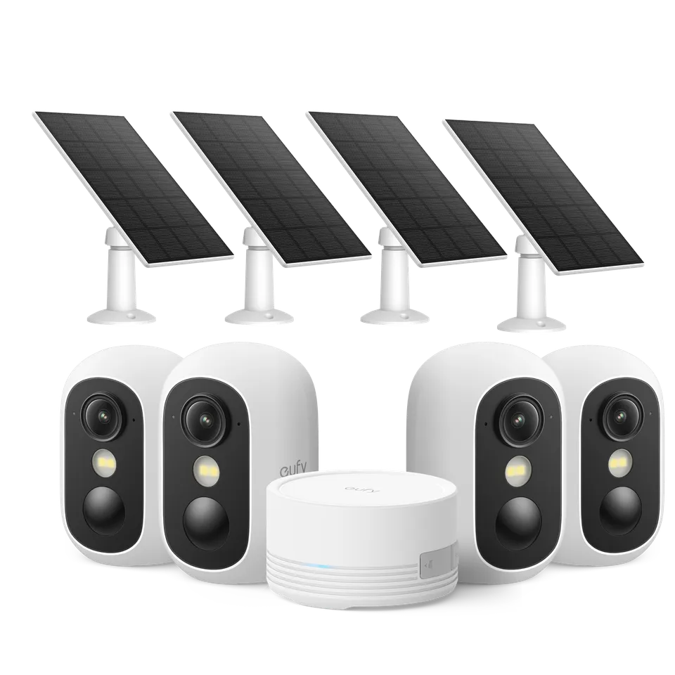 eufy-kit-4-cam-ras-c35-homebase-mini-et-panneau-solaire image 1