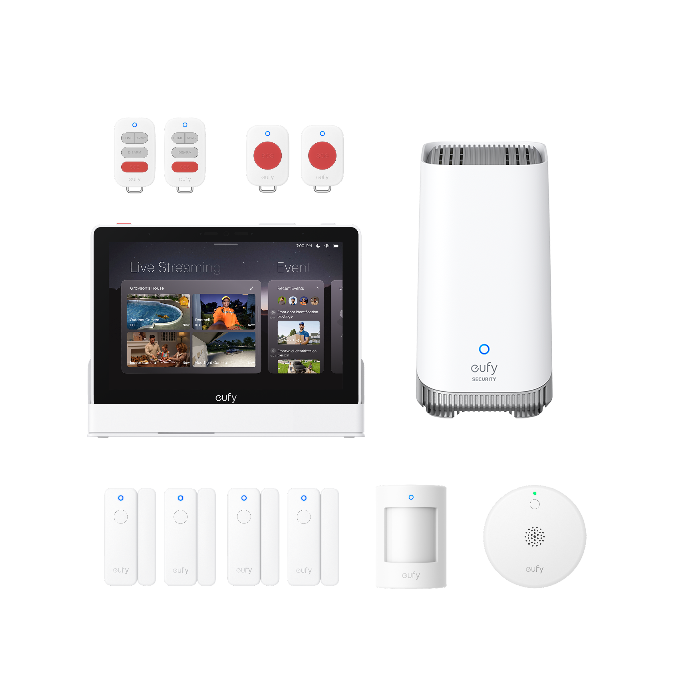 eufy-smart-sensor-hub-bundle-smart-display-e10-homebase-s380-capteurs-fum-e image 1