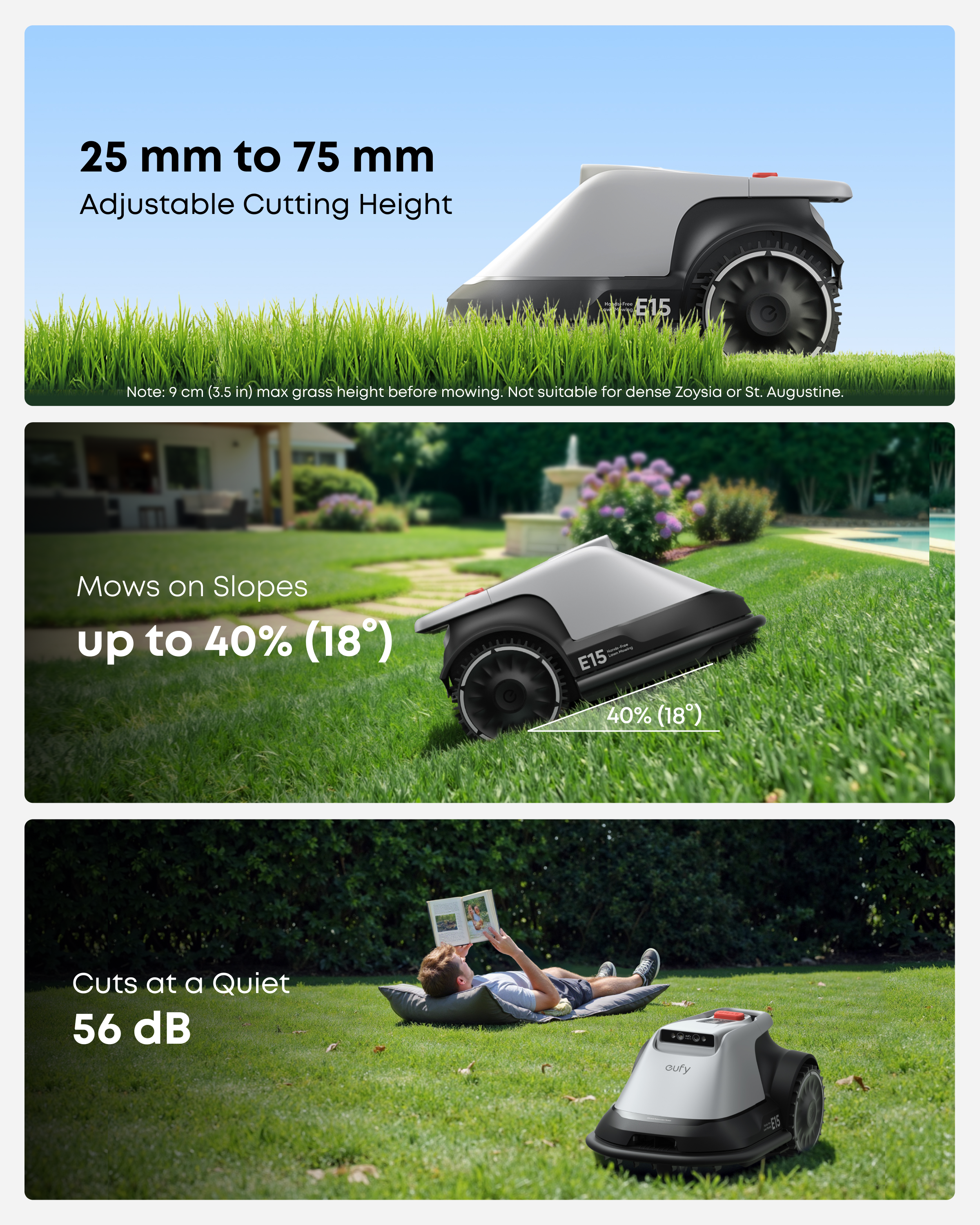 eufy-e15-robot-tondeuse-gazon-sans-fil-jusqu-800-m image 2