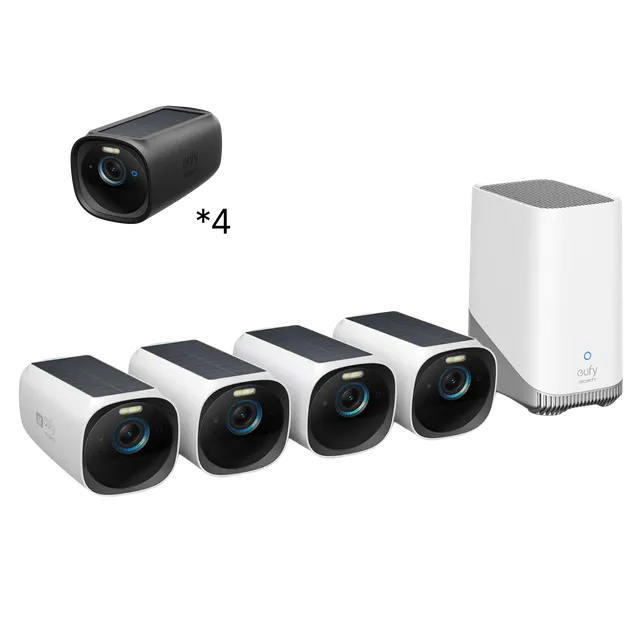 eufy-eufycam-s330-eufycam-3-kit-4-cam-ras-homebase-3-protections-kit-solaire-4k image 1
