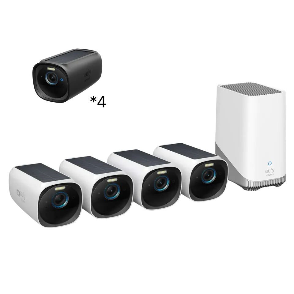 eufy-eufycam-s330-eufycam-3-kit-4-cam-ras-homebase-3-protections-kit-solaire-4k image 1