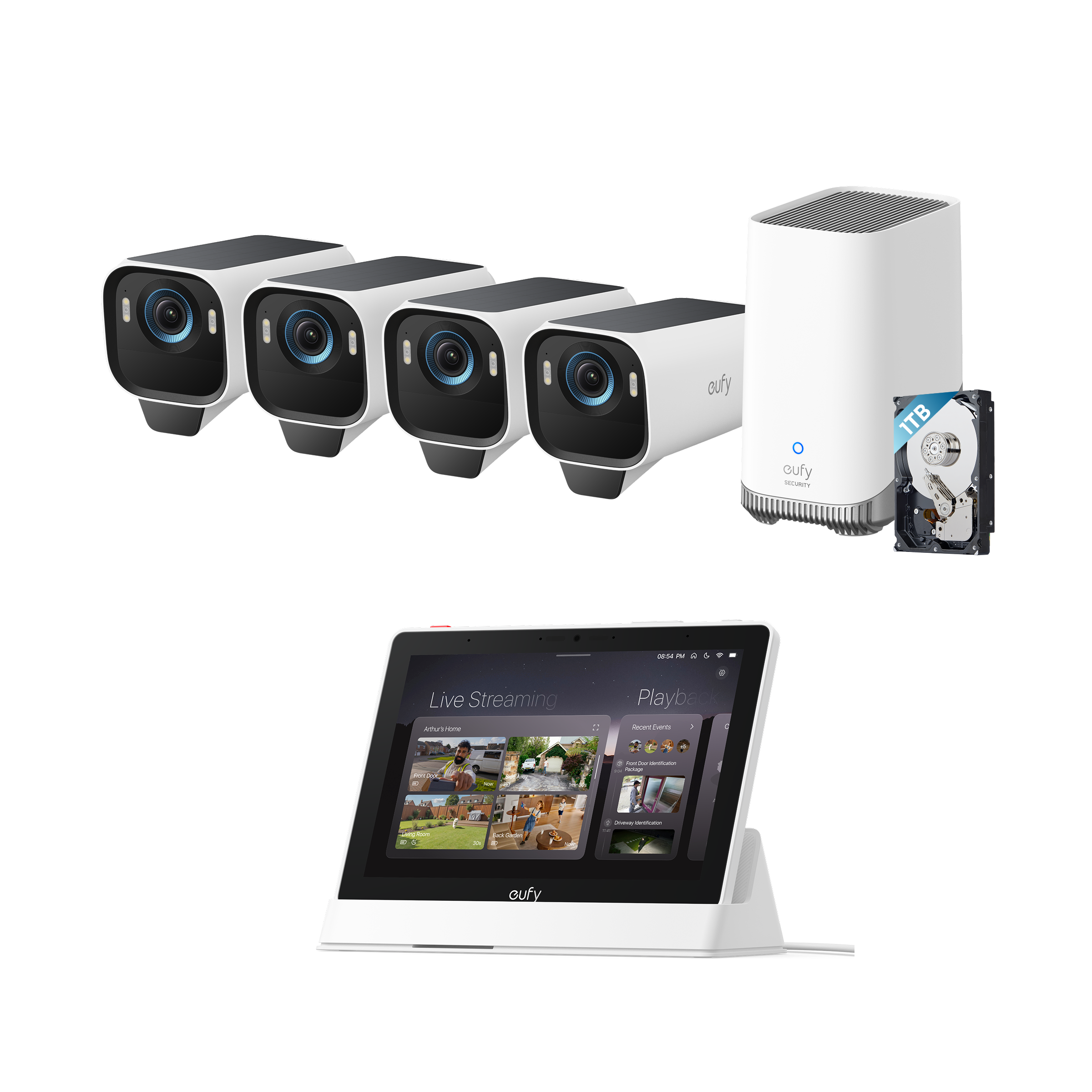 eufy-eufycam-s3-pro-kit-4-cam-ras-homebase-s380-smart-display-e10-surveillance-s image 1