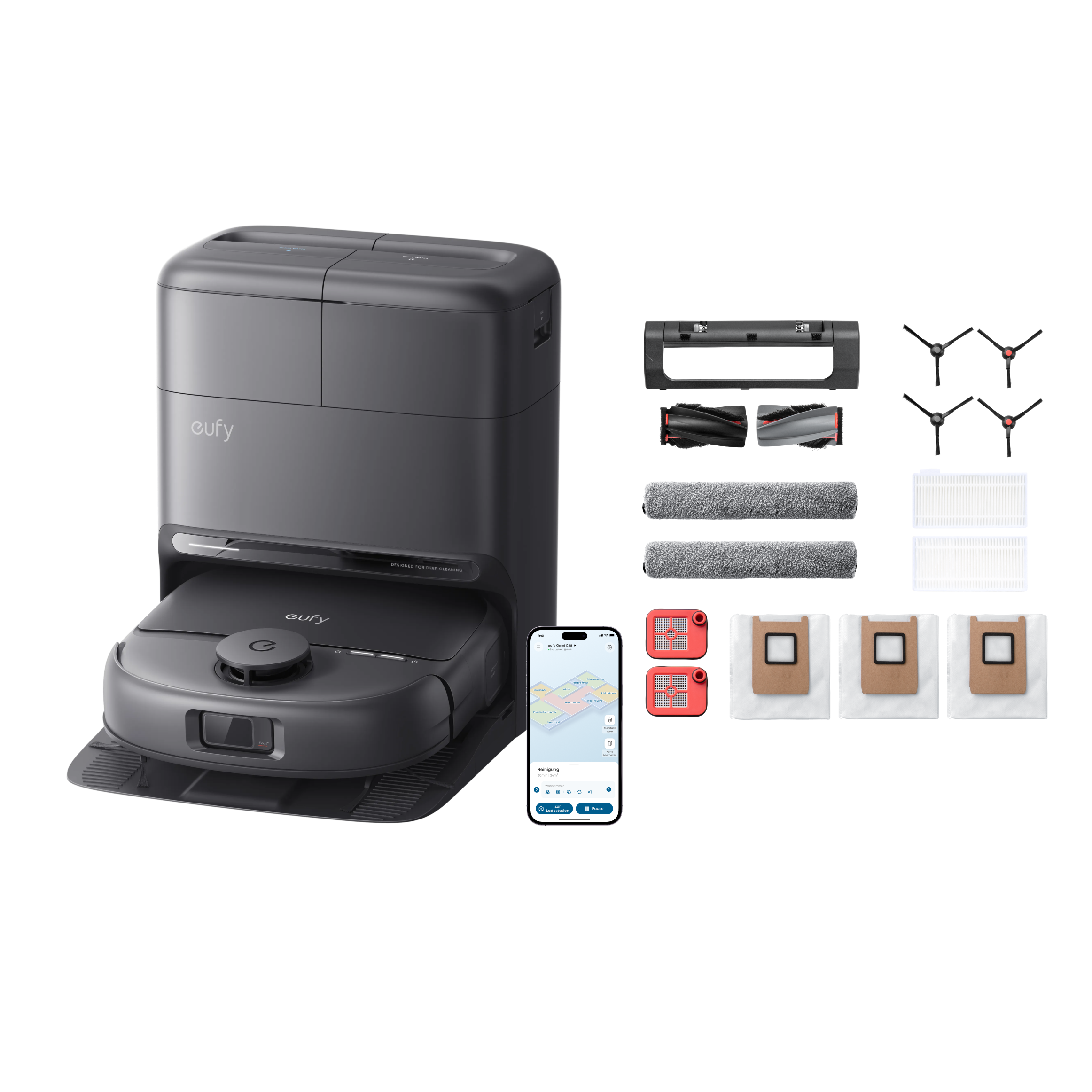 eufy-robot-aspirateur-omni-c28-kit-de-rechange-15-000-pa-hydrojet-station-5-en-1 image 1