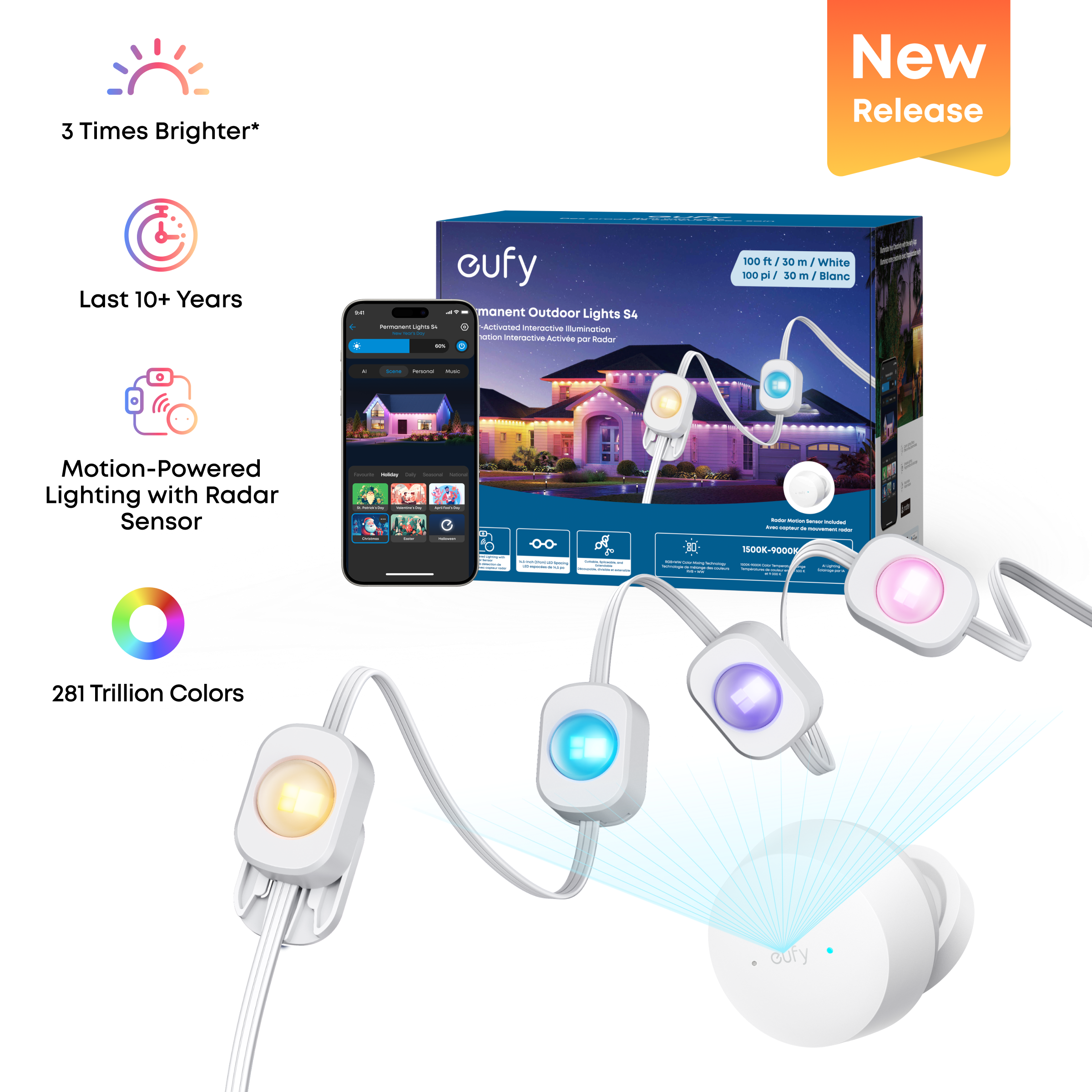eufy-permanent-outdoor-lights-s4-guirlande-lumineuse-ext-rieure-permanente-30-m- image 1