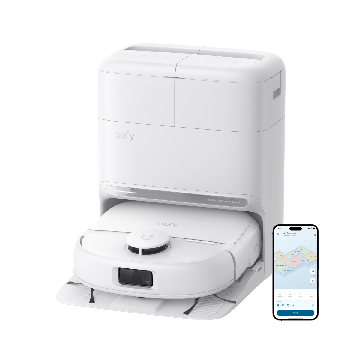 eufy-c28-omni-blanc-3-sacs-poussi-re-robot-aspirateur-laveur-auto-nettoyant image 2