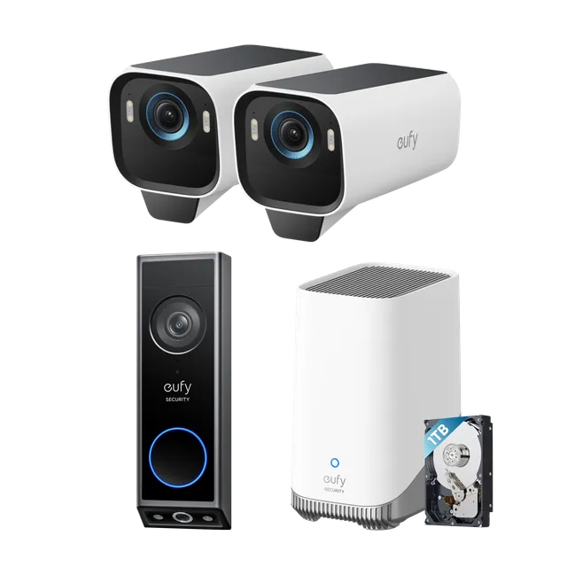 eufy-eufycam-s3-pro-kit-2-cam-ras-sonnette-e340-disque-1-to-kit-vid-osurveillanc image 1