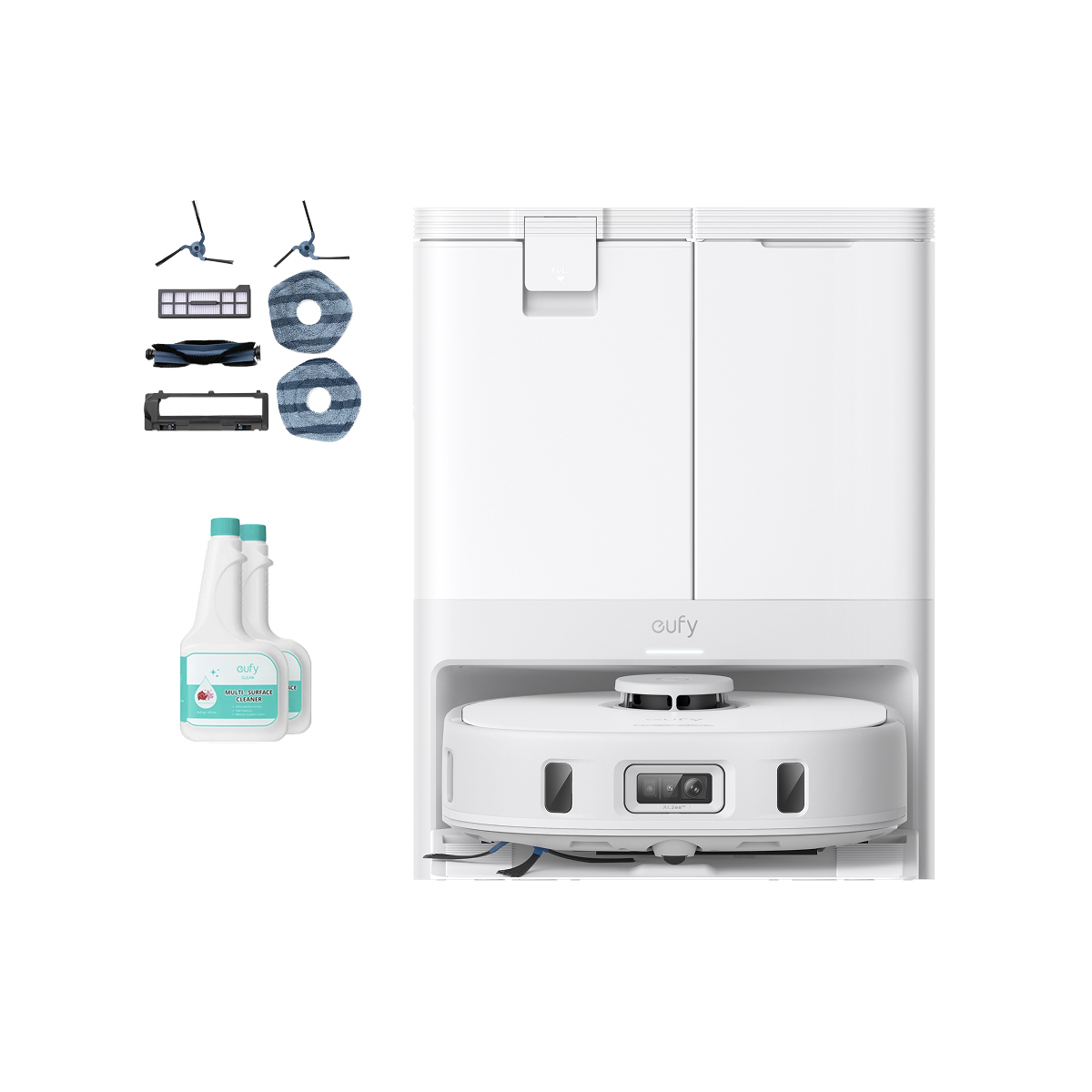 eufy-x10-pro-omni-white-robot-aspirateur-laveur-kit-de-pi-ces-solution-nettoyant image 1