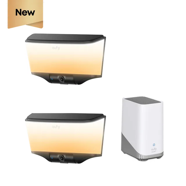 eufy-wall-light-cam-s4-lot-de-2-homebase-s380-cam-ra-applique-4k-radar image 1