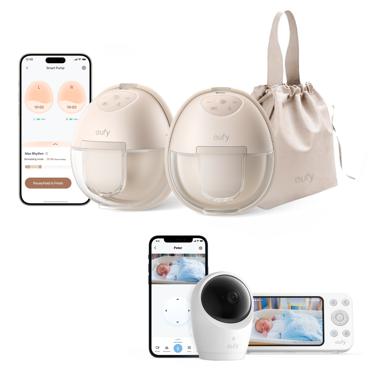 eufy-wearable-breast-pump-s1-baby-monitor-e20-pack-b-b image 1