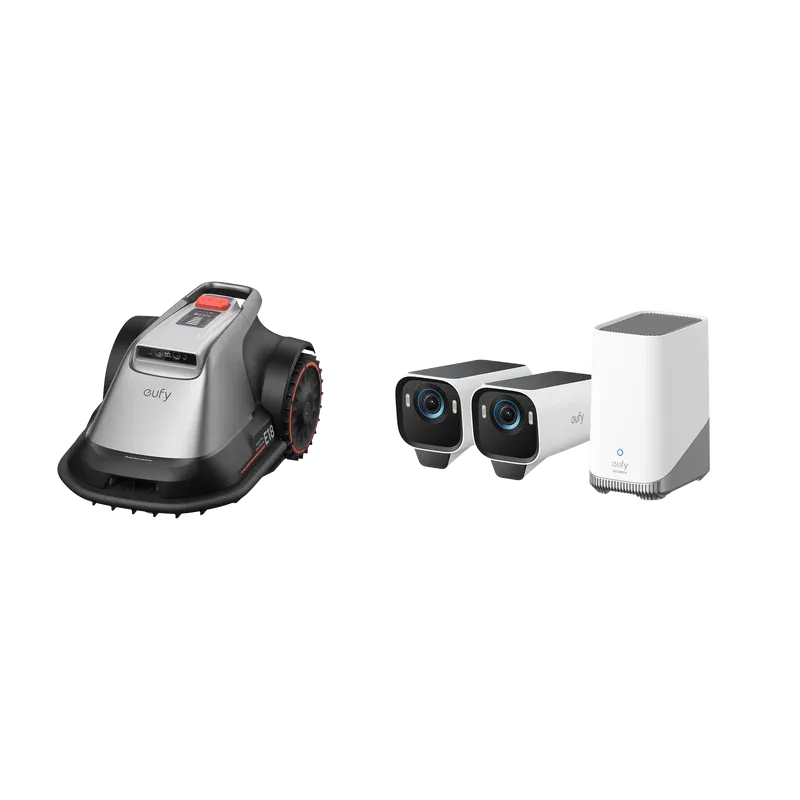 eufy-e18-robot-tondeuse-kit-eufycam-s3-pro-2-cam-ras-pack-jardin-et-s-curit image 1
