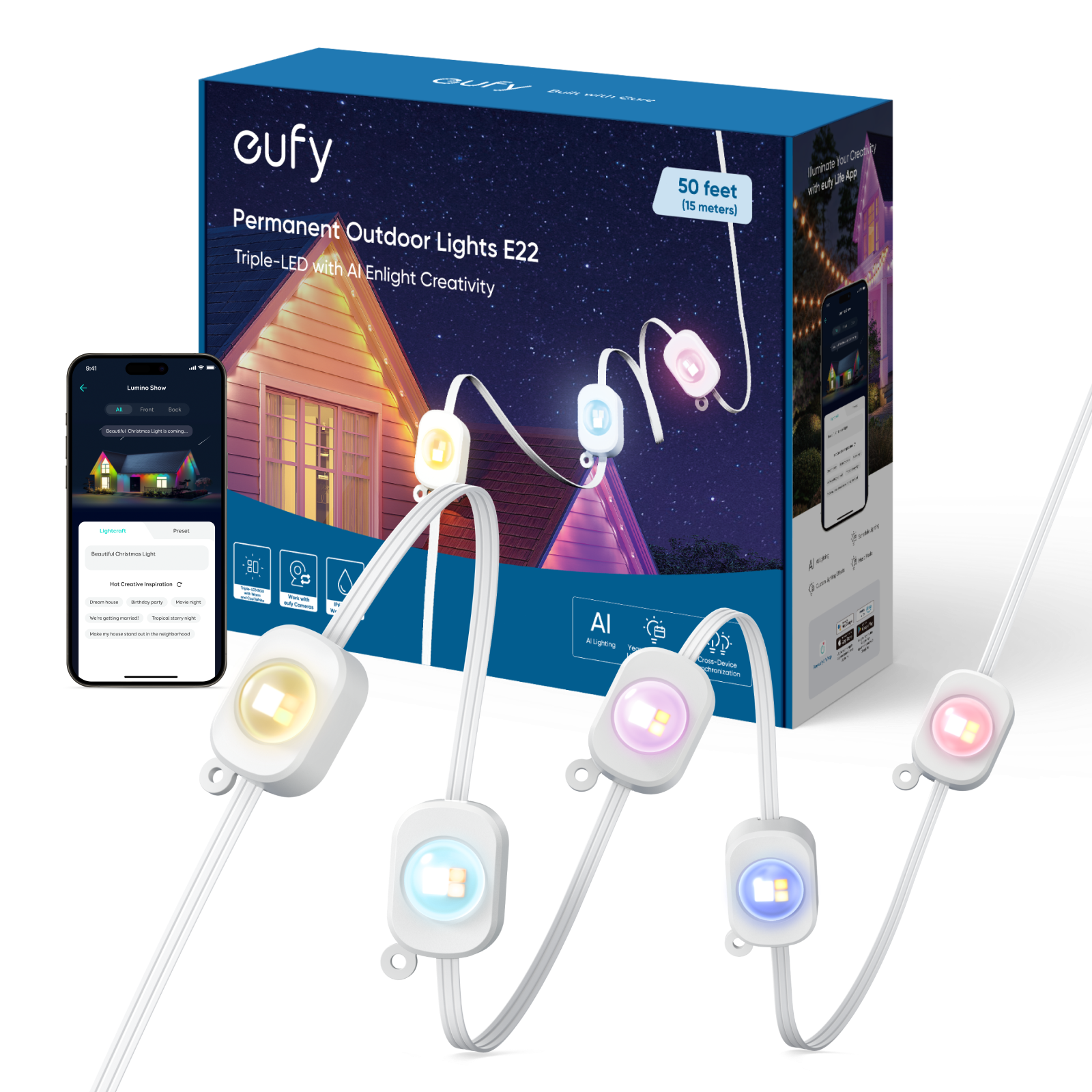 eufy-permanent-outdoor-light-e22-15m-guirlande-led-ext-rieure image 1