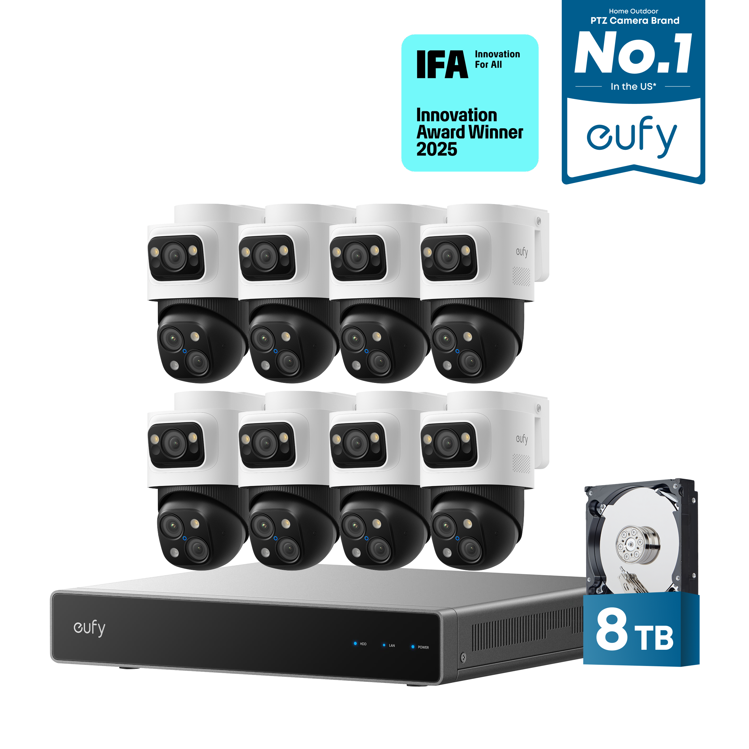eufy-4k-nvr-s4-max-kit-8-cam-ras-hdd-8-to-bullet-ptz-triple-objectif image 2