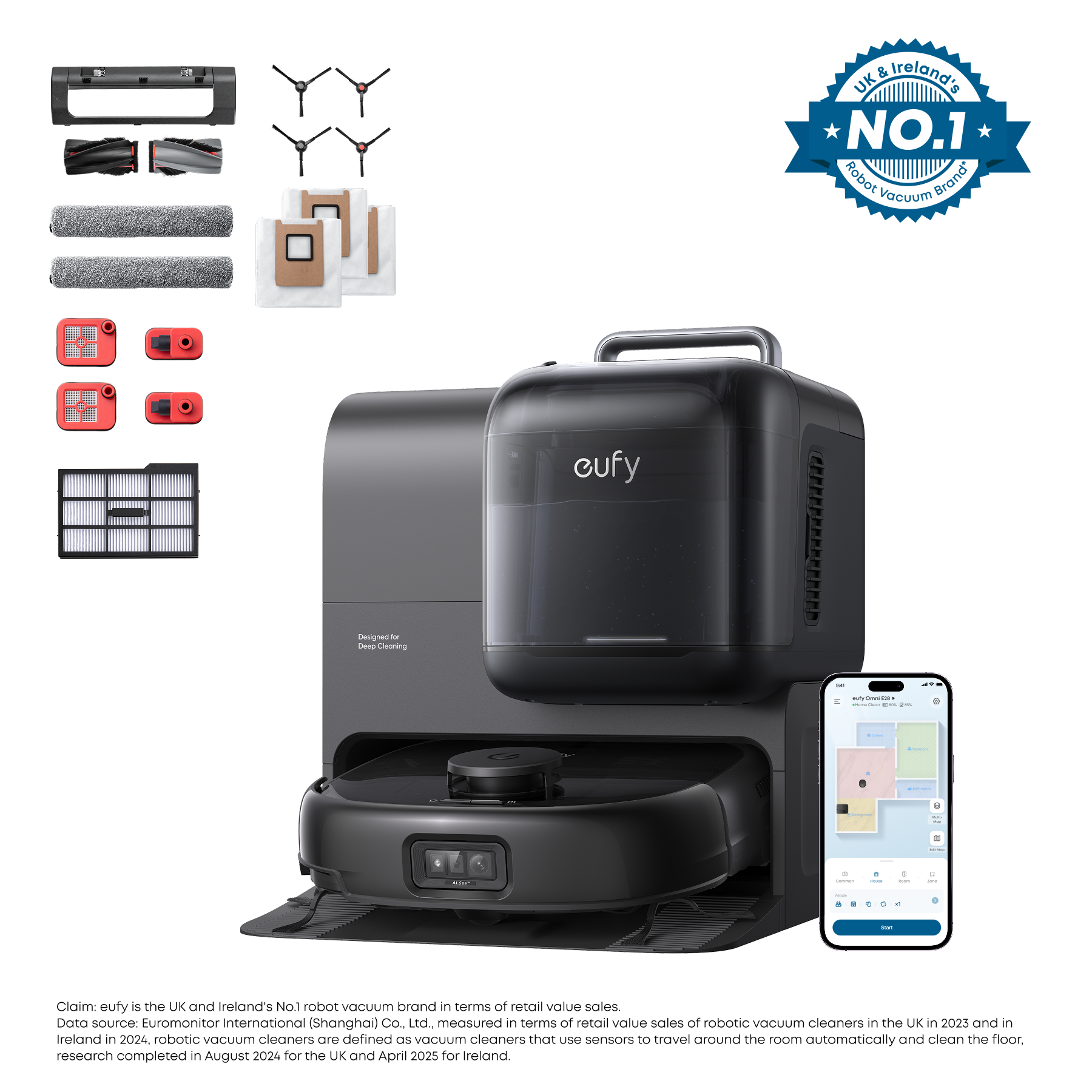 eufy-robot-vacuum-omni-e28-kit-d-accessoires-robot-3-en-1-aspirateur-laveur-et-d image 1