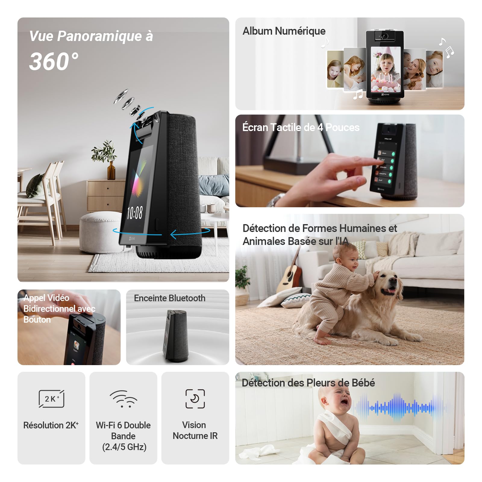 ezviz-s10-cam-ra-int-rieure-wifi-2k-4mp-360-avec-cran-et-appel-vid-o image 2