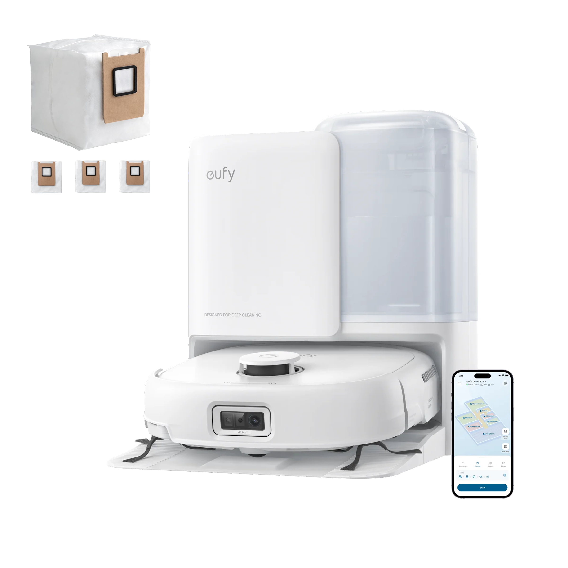 eufy-robot-vacuum-omni-e25-blanc-aspirateur-robot-laveur-avec-3-sacs-poussi-re-e image 1